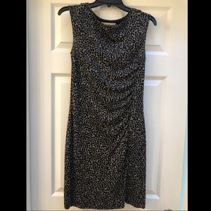 LOFT Black and Grey Knee-Length Dress